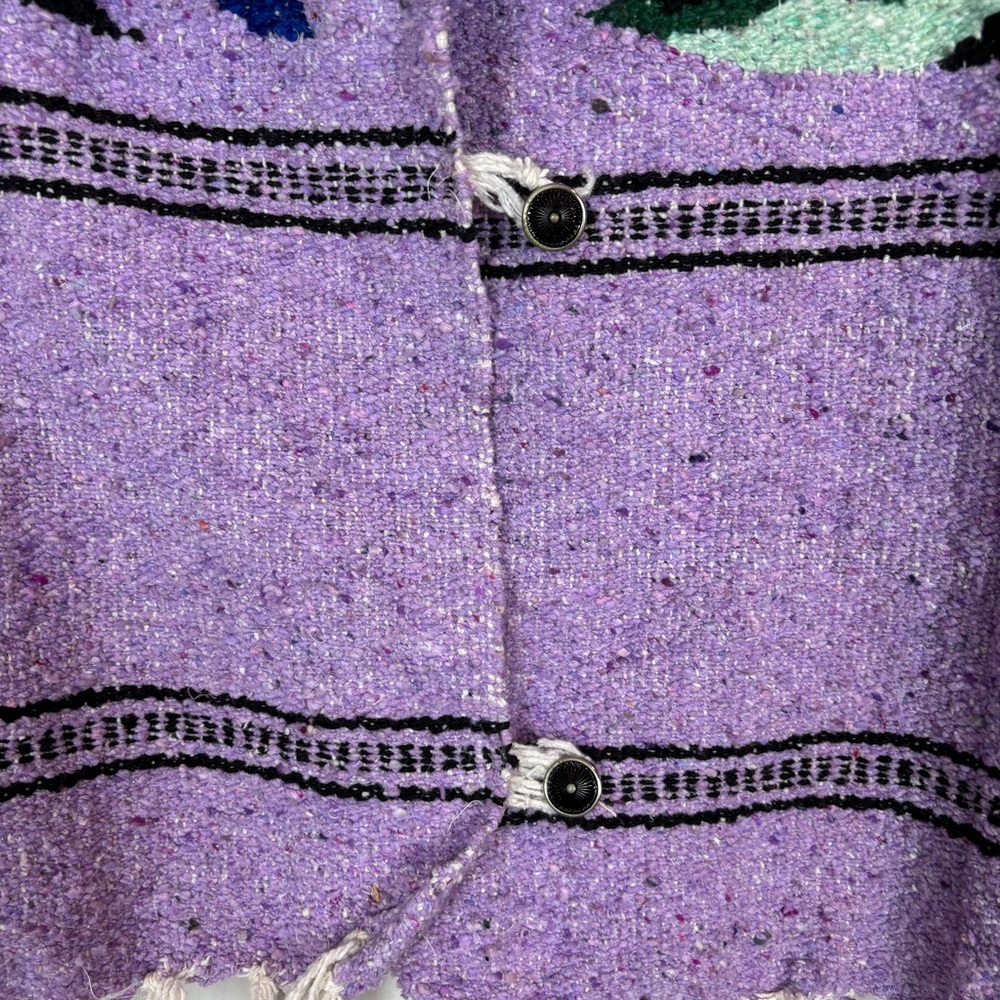 L-3X Lavender Jacket with Fish Imagery and Black Denim Sleeves Handmade - Picture 6 of 14